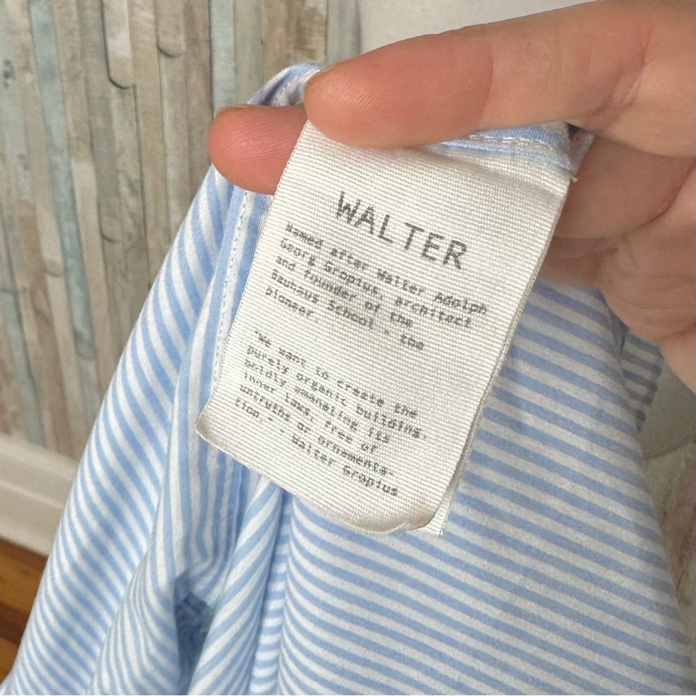 System of Motion 14 10 Blue Stripe Walter Shirt Button Down Top Travel Career - Picture 9 of 13
